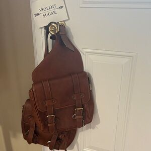Men's/Women’s brown Leather Saddle/Messenger Bag